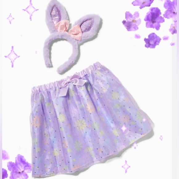 Claire's Other - NWT Bunny Sequin Lavender Floral Tutu Dress-up Set